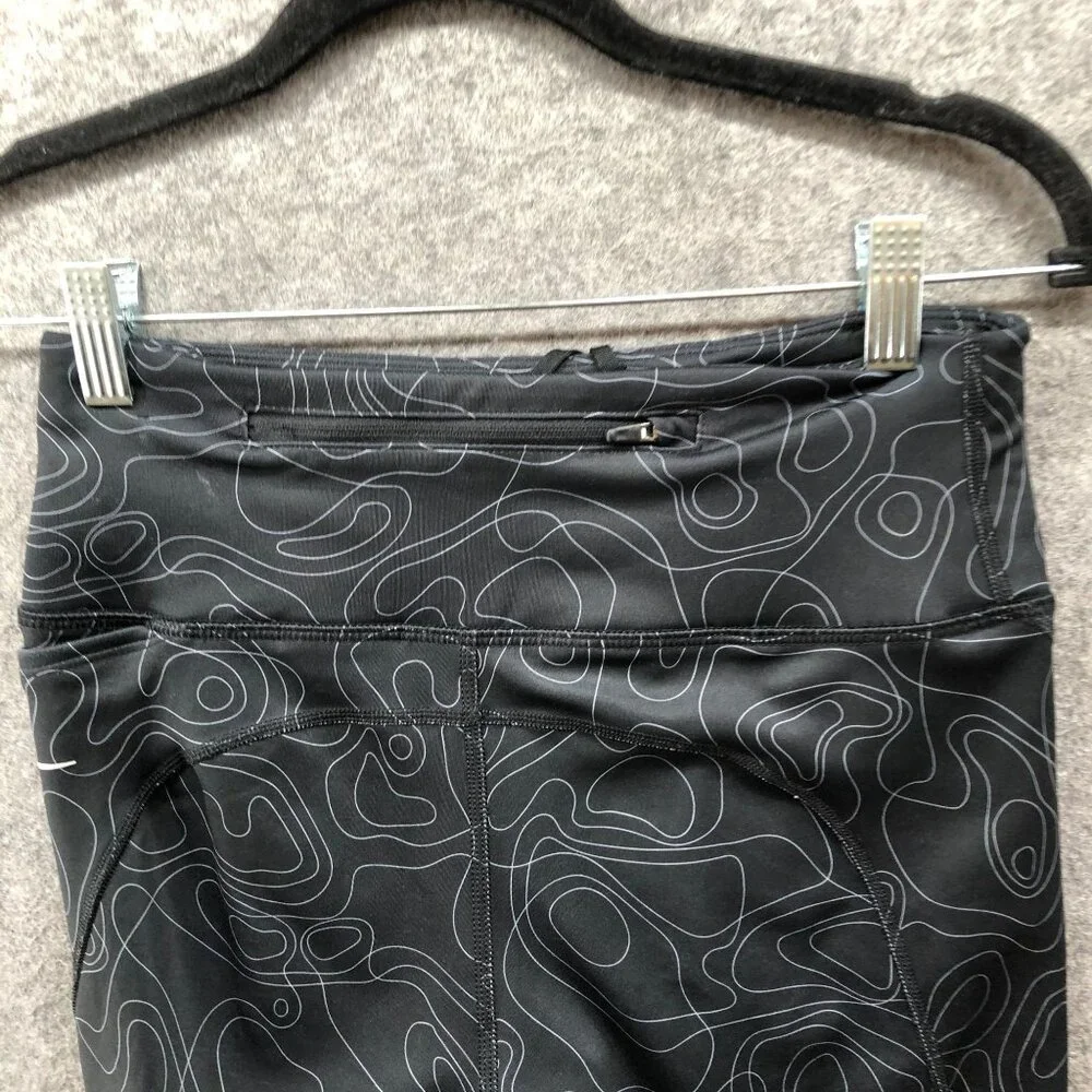 Nike Run‎ Division Fast Cropped Leggings Womens S Black Printed Dri-Fit